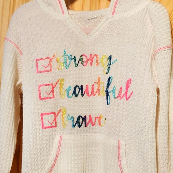 Marika Other - Girls WhiteWaffle Knit White Hooded Thermal Top